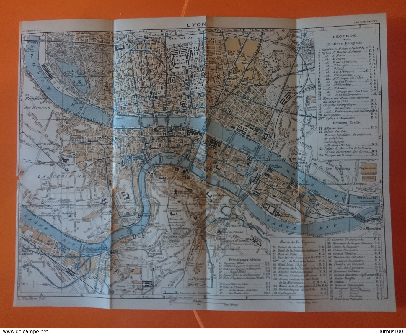 CARTE PLAN 1927 - 24,5 X 31,5 Cm - LYON - CARTE LÉGENDÉE - 3 Scans - Topographische Kaarten