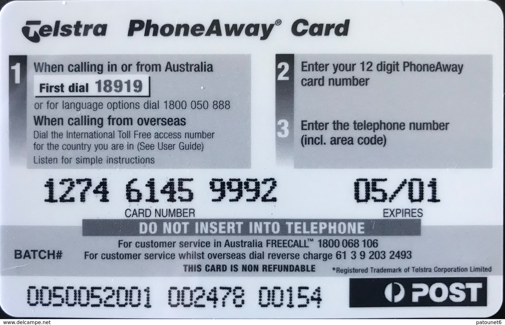 AUSTRALIE  -  Prepaid  - Telstra PhoneAway  -  Stamps  -  $ 50 - Australia