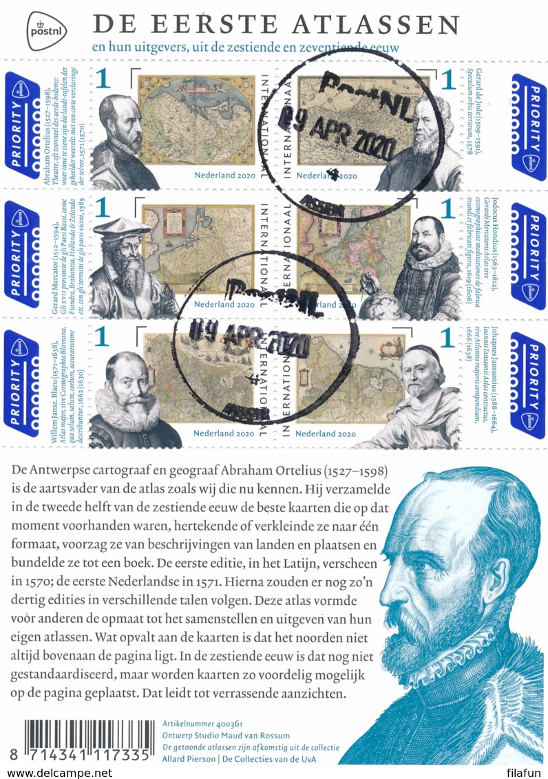 Nederland - 2020 - Velletje De Eerste Atlassen - Internationaal - Echt Gebruikt - Gebruikt