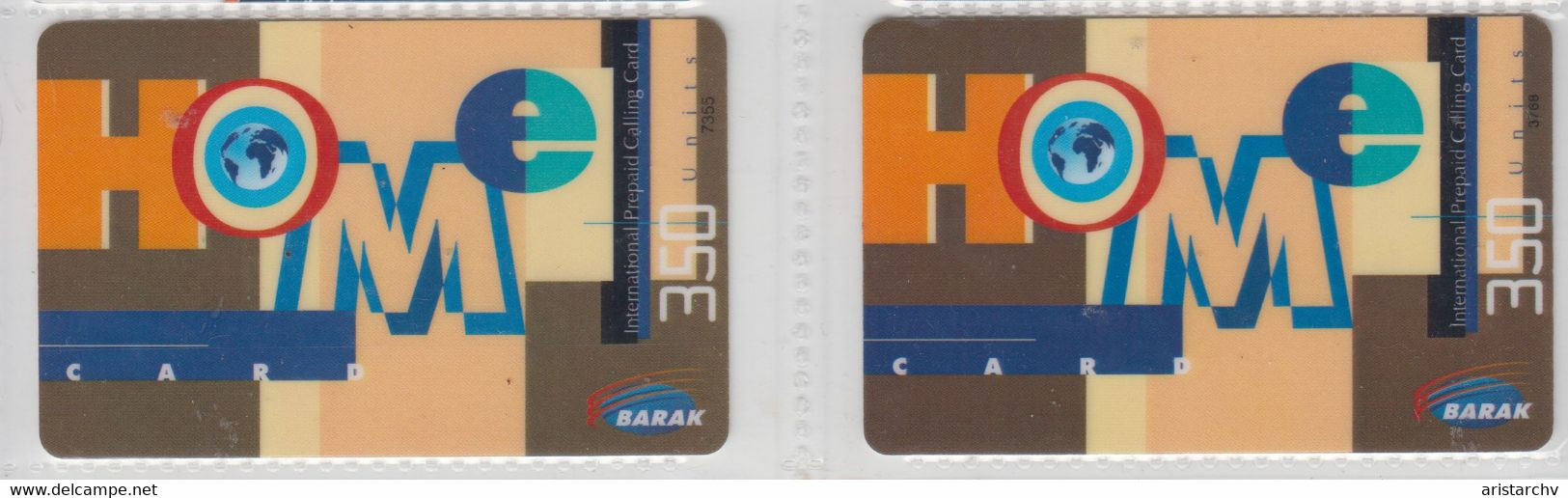 ISRAEL 2002 BARAK 013 HOME CARD 350 UNITS 3 DIFFERENT CARDS - Israel