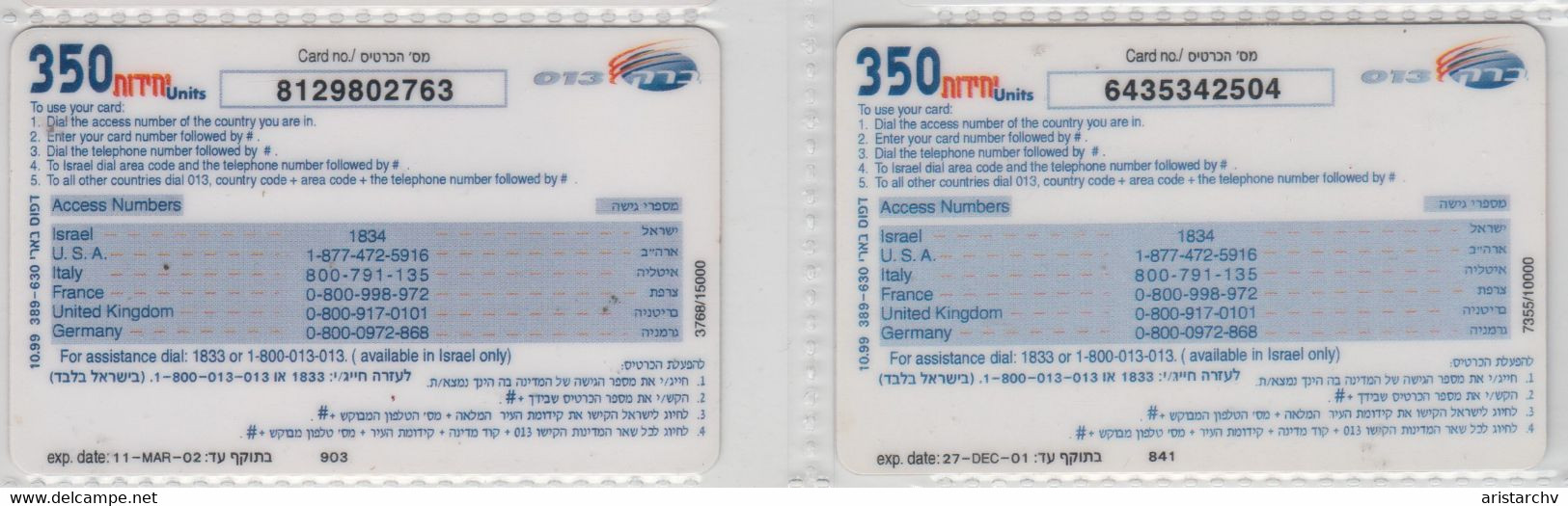 ISRAEL 2002 BARAK 013 HOME CARD 350 UNITS 3 DIFFERENT CARDS - Israel