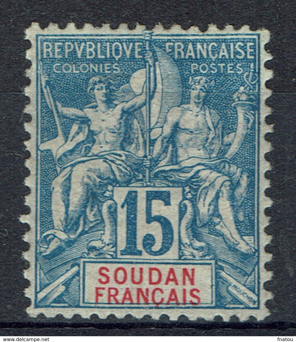 French Soudan, 15c. Blue, Group Type, 1894, MH VF  nice Stamp - Ungebraucht