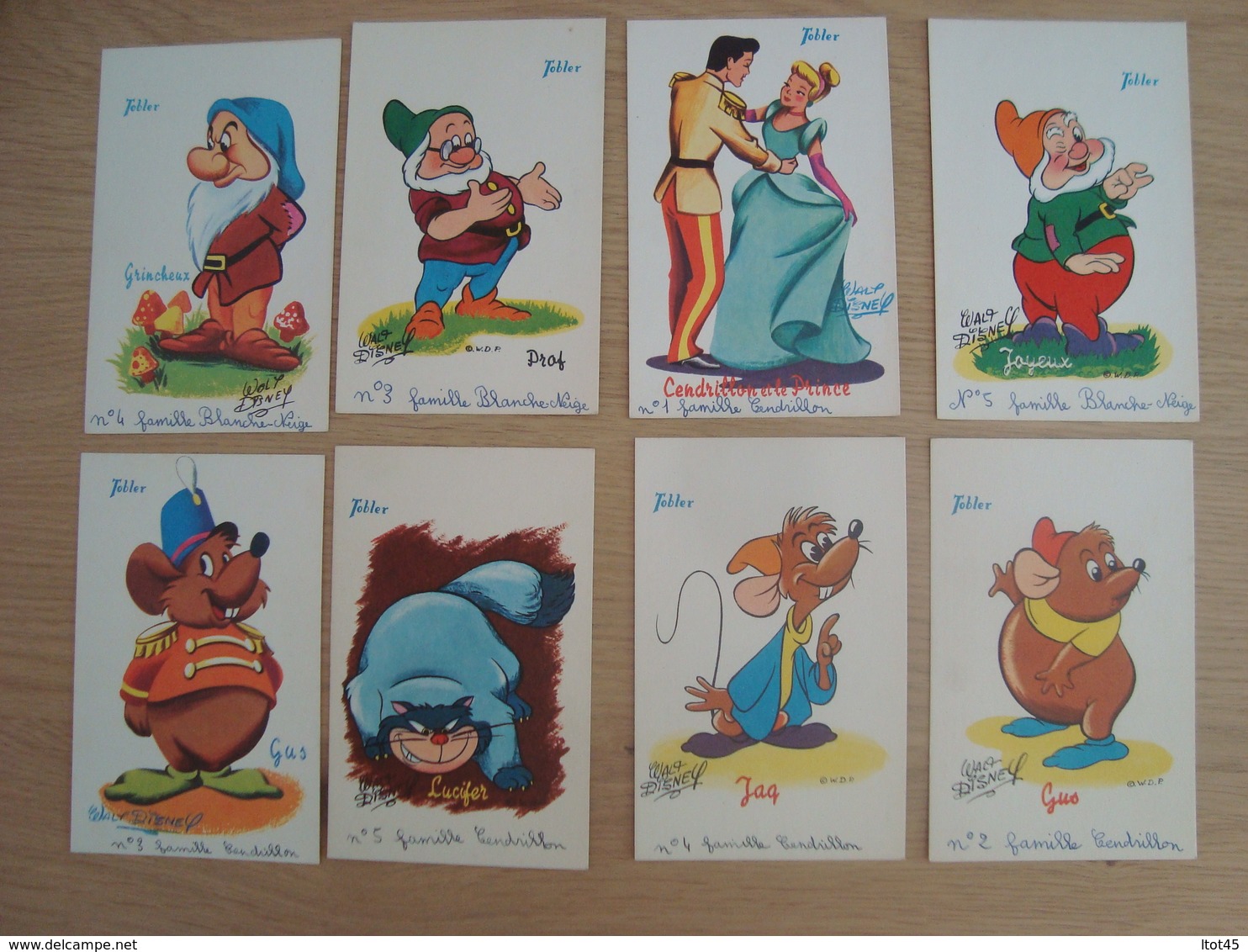 LOT DE 8 CPA WALT DISNEY CENDRILLON PROF JOYEUX GUS JAQ LUCIFER GRINCHEUX - Other & Unclassified