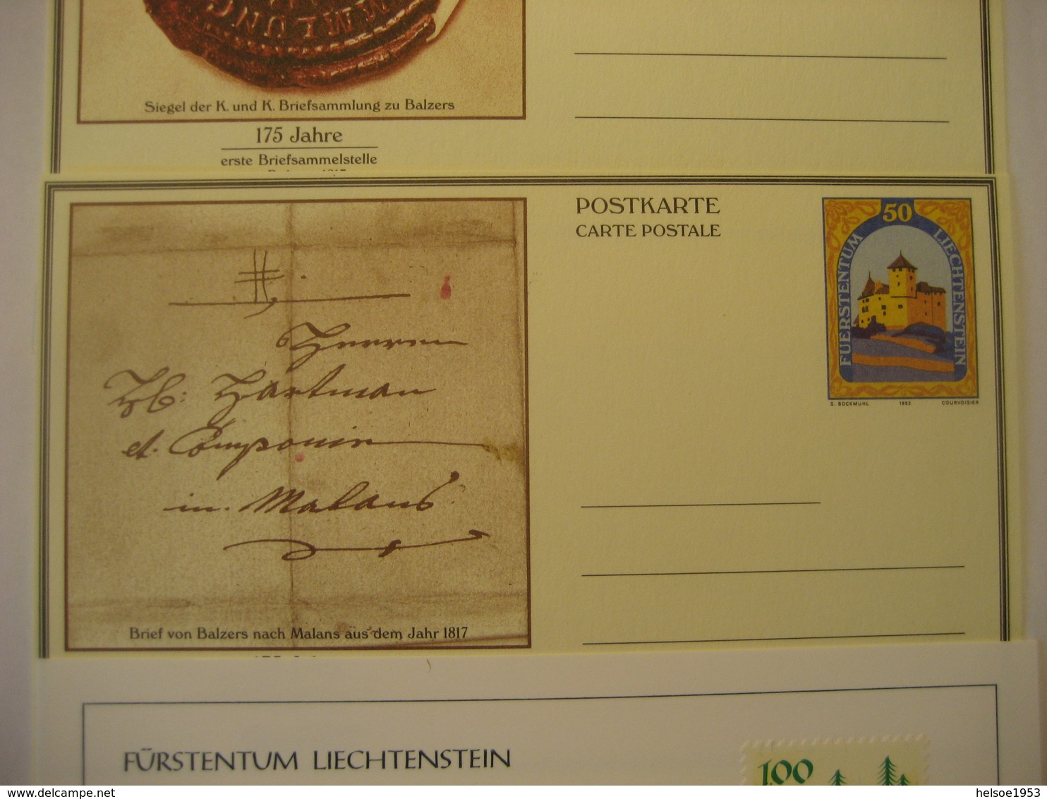 Liechtenstein- Postkarten Als Ganzsache 175 Jahre 1. Briefmarke Ungebraucht , FDC Glückwunschkarte Mi.Nr. 1075 - Ganzsachen