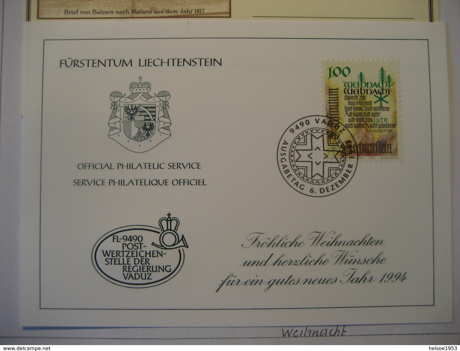 Liechtenstein- Postkarten Als Ganzsache 175 Jahre 1. Briefmarke Ungebraucht , FDC Glückwunschkarte Mi.Nr. 1075 - Interi Postali