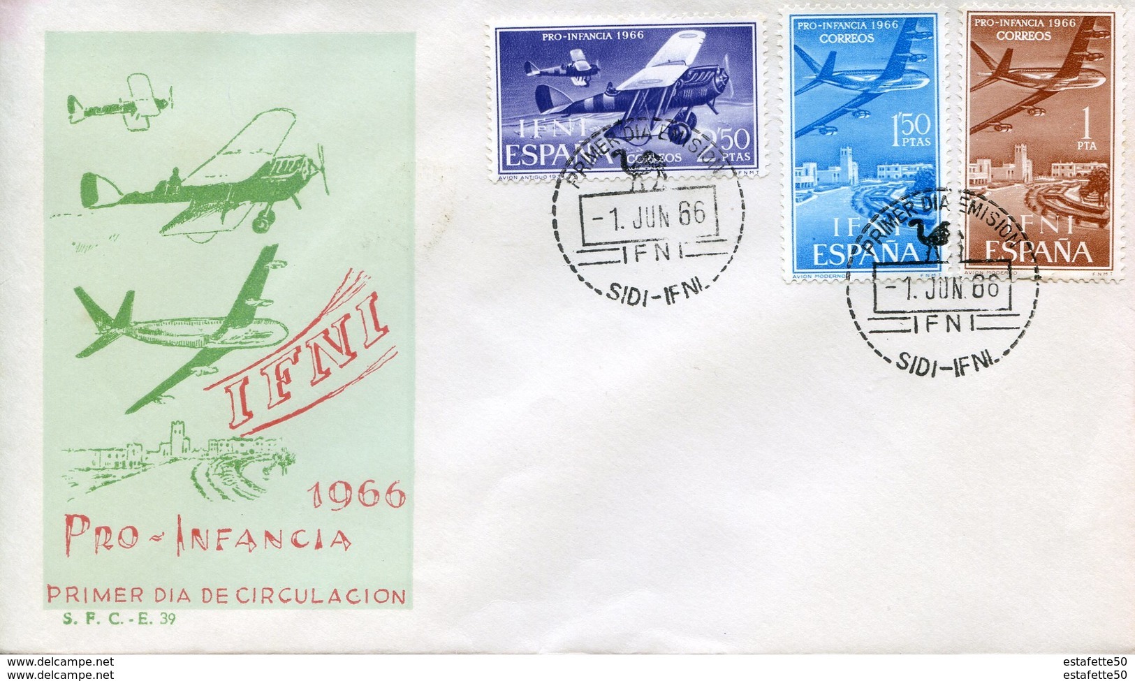 Maroc;Ifni ; FDC 1er Jour; 1966 ; Primer Dia ; " Pro Infancia "Morocco,Marruecos - Ifni