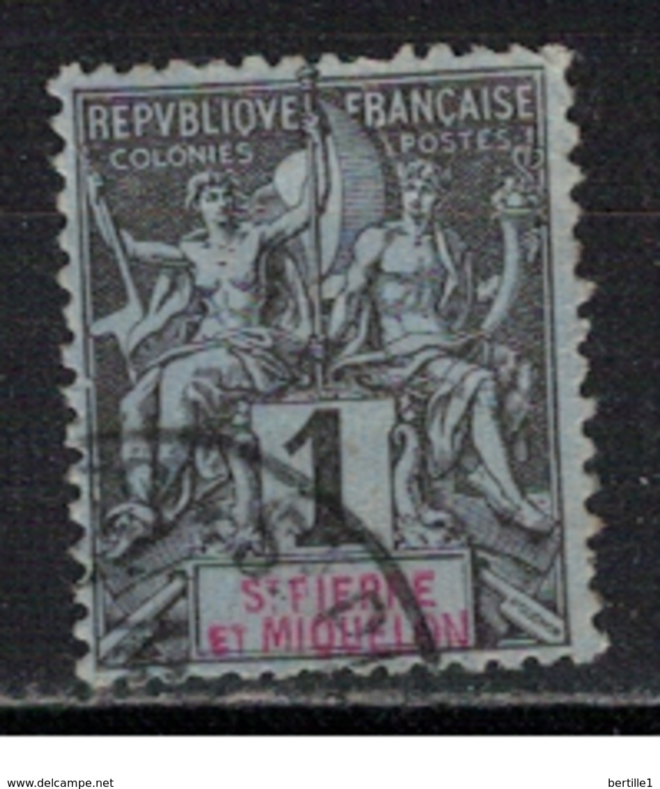 SAINT PIERRE ET MIQUELON          N°  YVERT    59   ( 1 )  OBLITERE       ( OB  7 / 40 ) - Used Stamps
