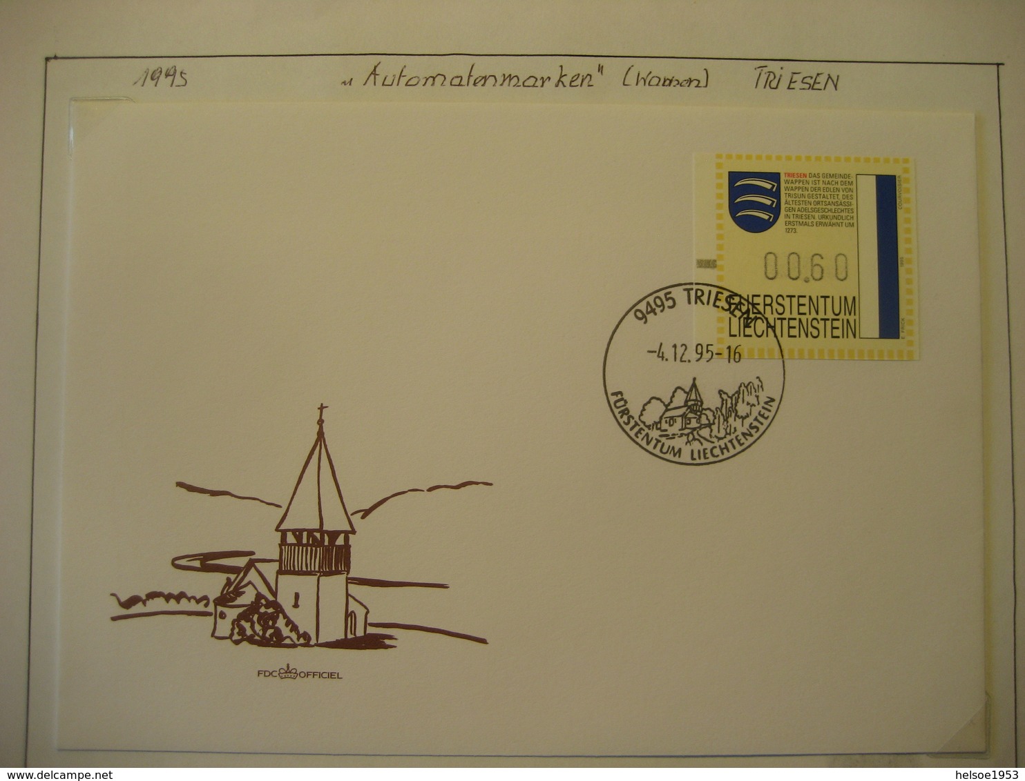 Liechtenstein- 11 Automatenmarken FDC (4.12.95) Mit Gemeindewappen Auf 11 Belegen MI.Nr. 1-11 - Sammlungen