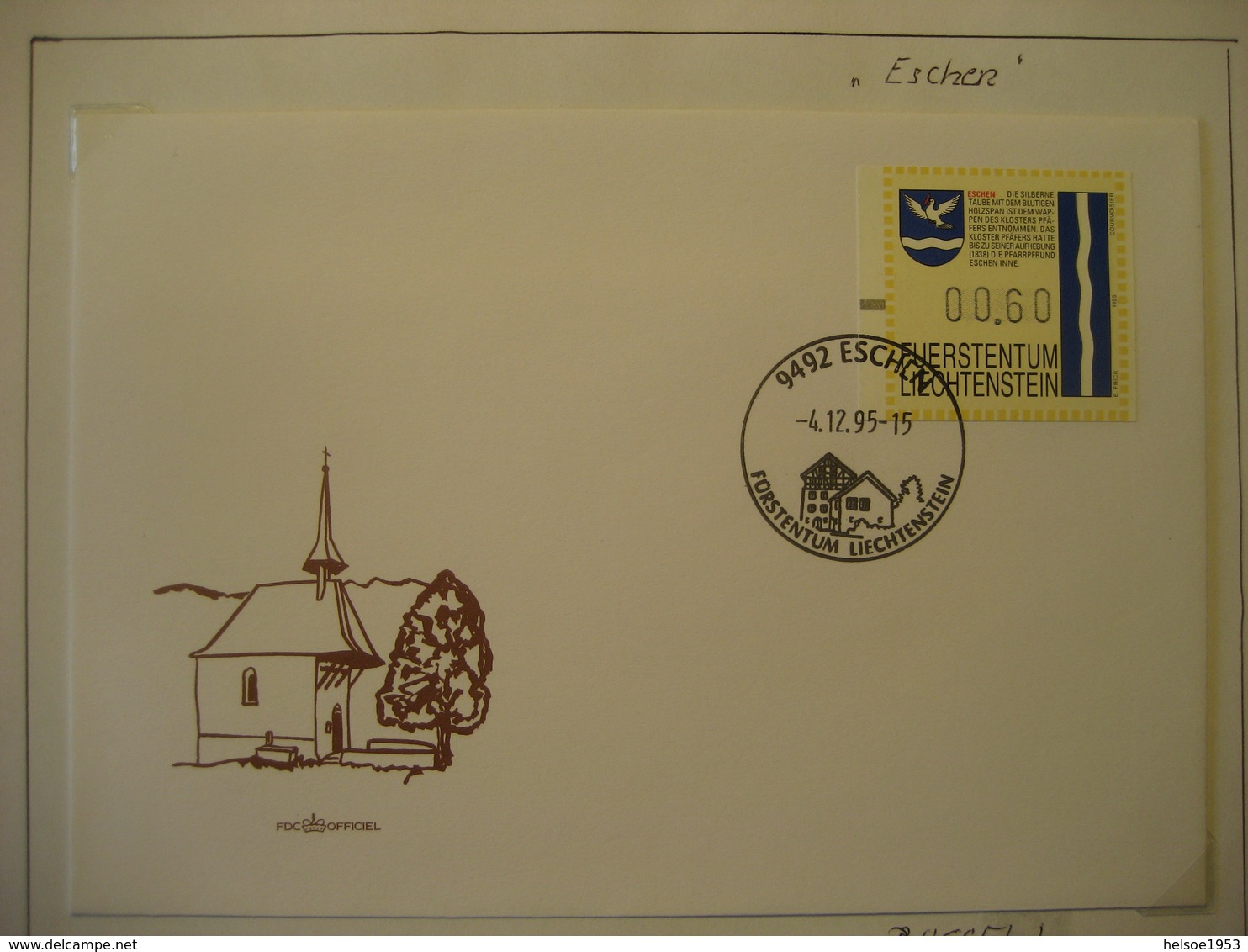 Liechtenstein- 11 Automatenmarken FDC (4.12.95) mit Gemeindewappen auf 11 Belegen MI.Nr. 1-11