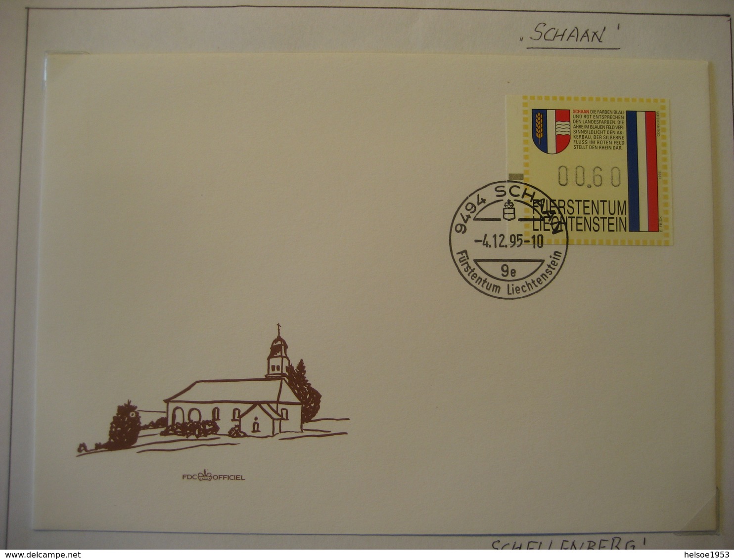 Liechtenstein- 11 Automatenmarken FDC (4.12.95) mit Gemeindewappen auf 11 Belegen MI.Nr. 1-11