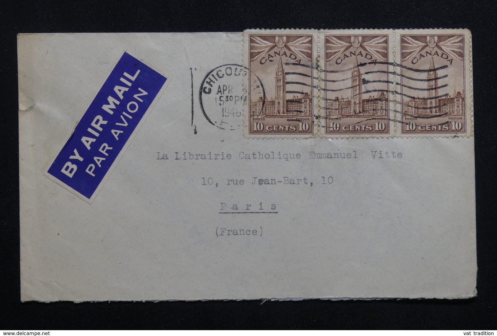 CANADA - Affranchissement Plaisant  Sur Enveloppe De Chicoutimi Pour La France En 1946  - L 61918 - Cartas & Documentos