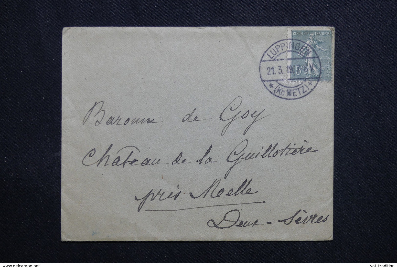 FRANCE - Affranchissement Semeuse 15ct De Luppingen Sur Enveloppe En 1919 Pour Melle - L 61924 - Lettres & Documents