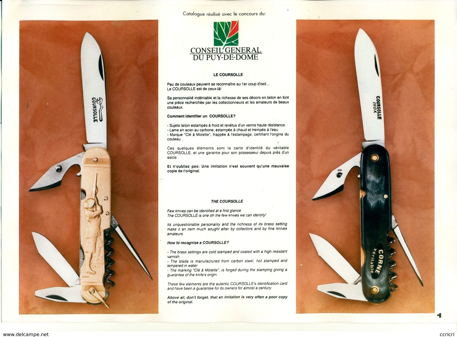 Couteau De Poche Véritable Coursolle: Pêcheur. - Knives