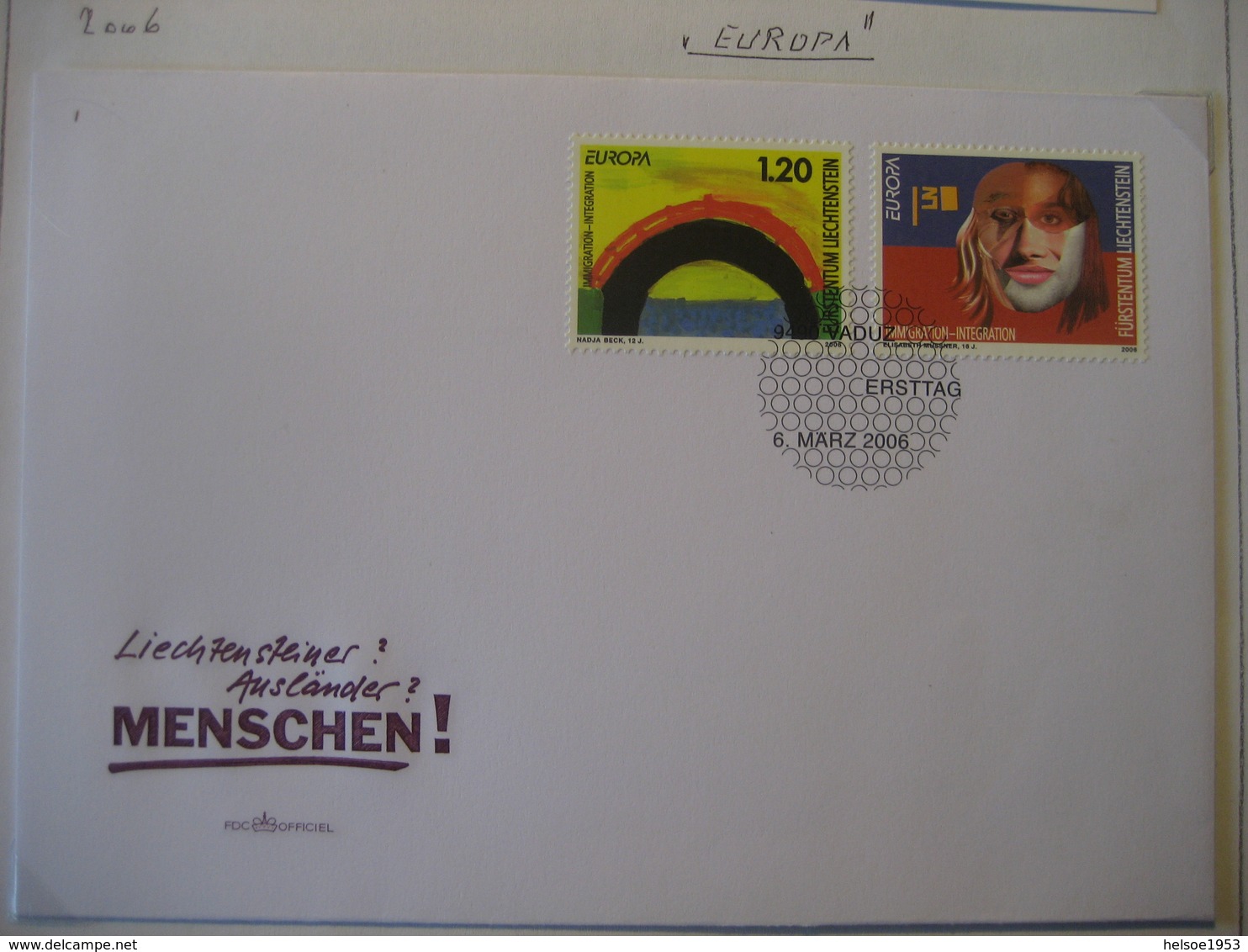 Liechtenstein- 2 Belege, Glückwunschkarte Mi.Nr.1227, FDC Beleg Europa Mi.Nr 1400-1401 - Briefe U. Dokumente