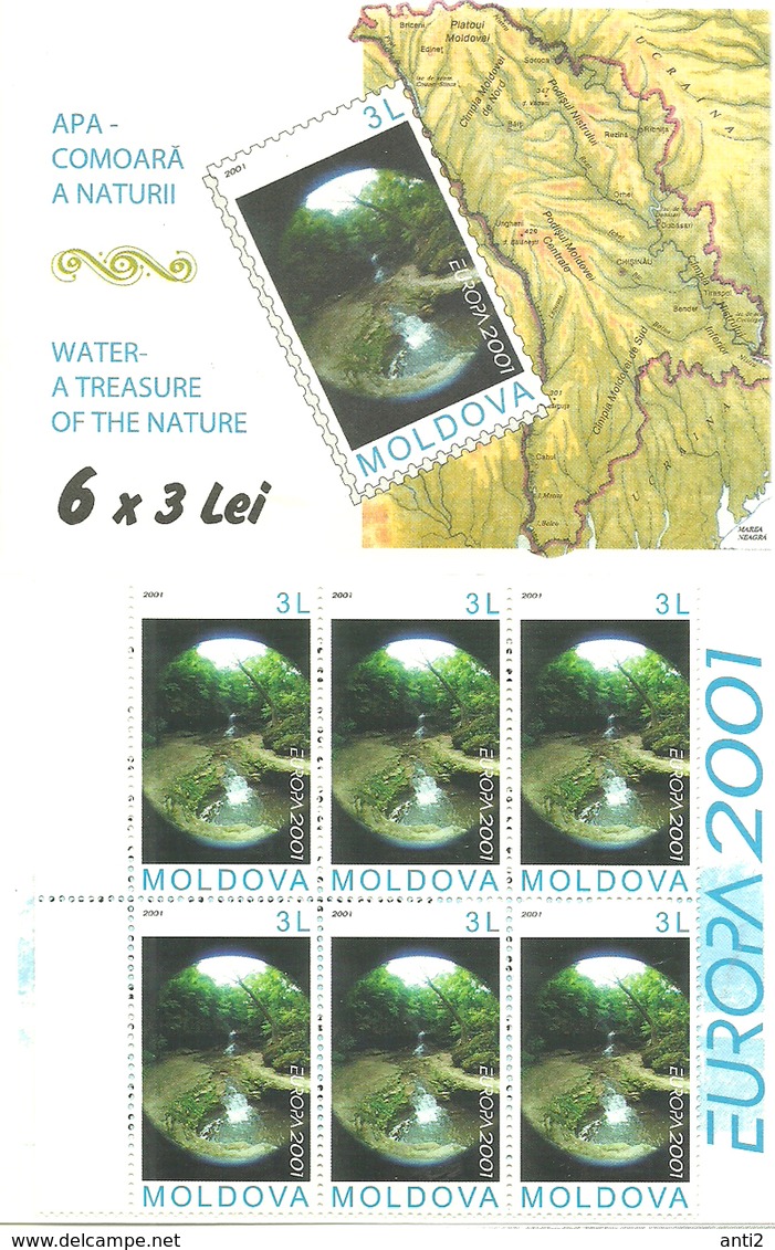 Moldova 2001 Europa: Life Giving Water.. Mi 388 X 6 In Booklet MH 0-4 MNH(**) - Moldova