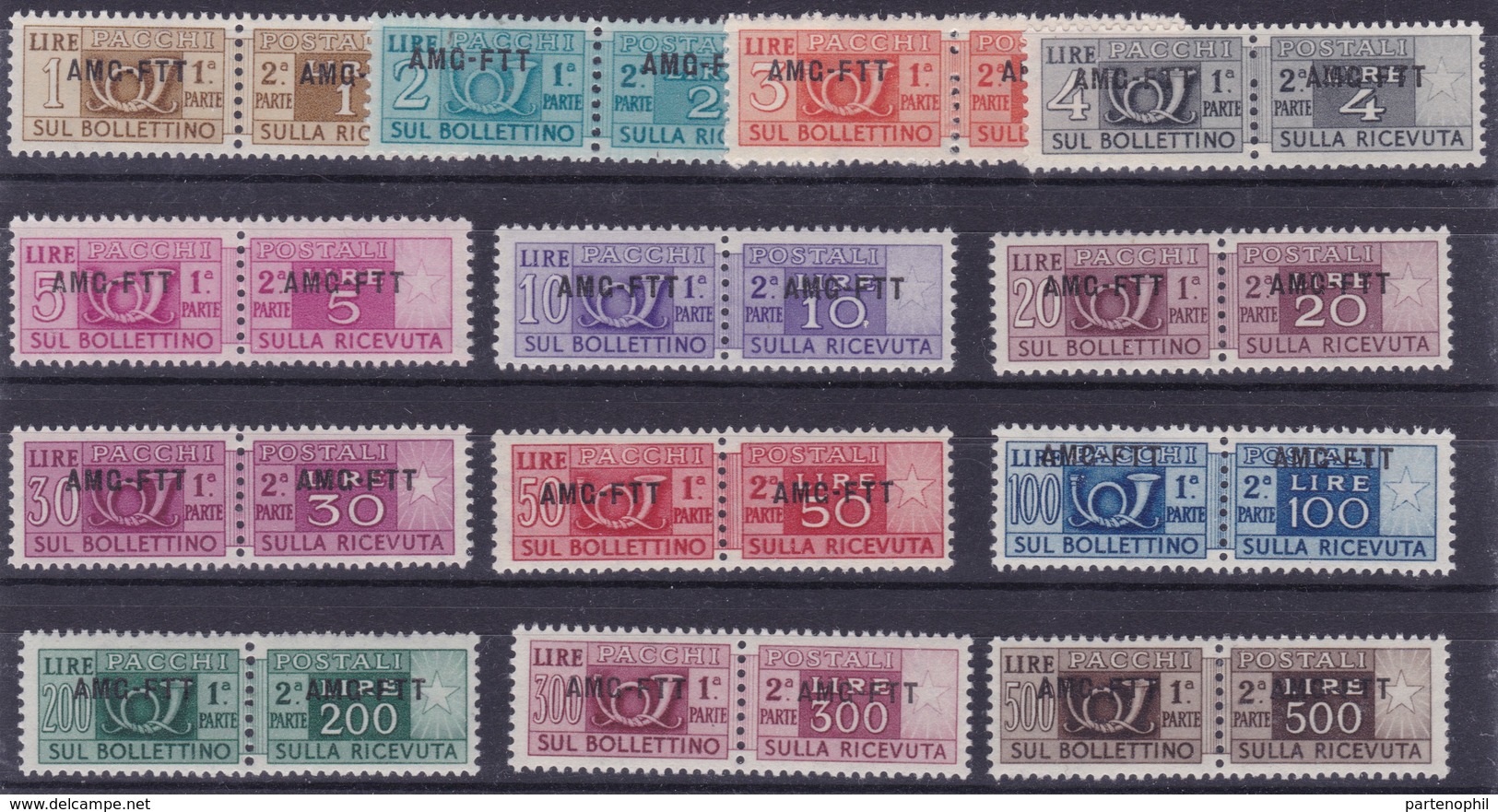 Trieste - 360 ** Pacchi Postali 1946-7 - Soprastampati N. 13/25. Cat. € 500,00. SPL - Postpaketen/concessie