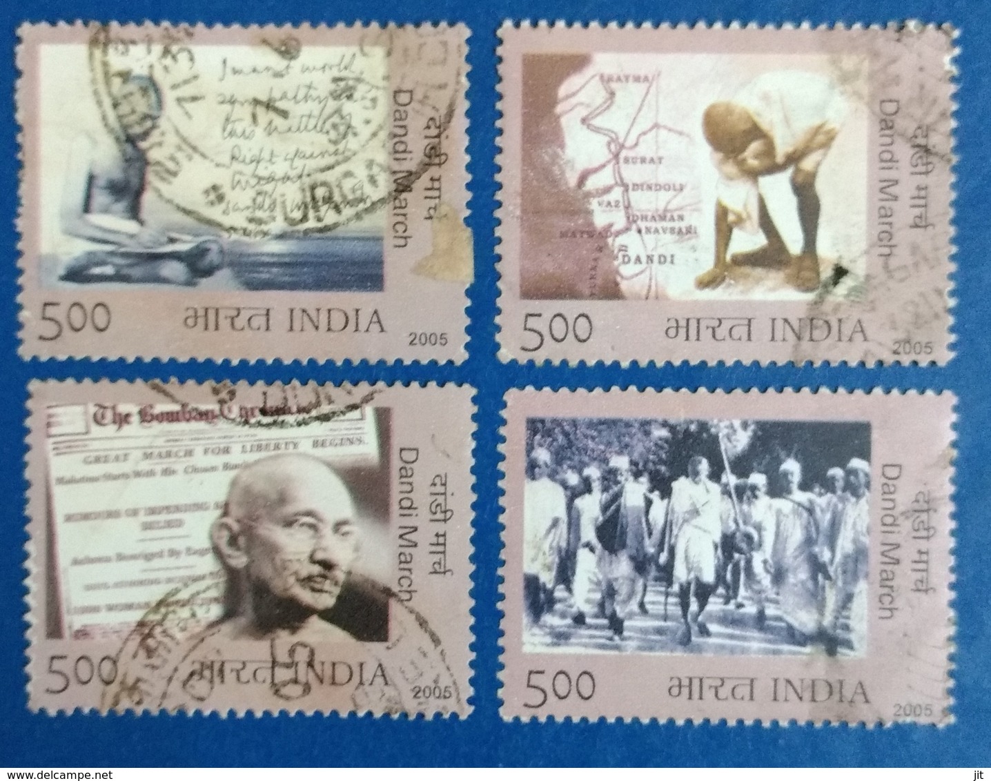 142. INDIA 2005 SET/4 USED STAMP MAHATMA GANDHI, DANDI MARCH. - Gebraucht