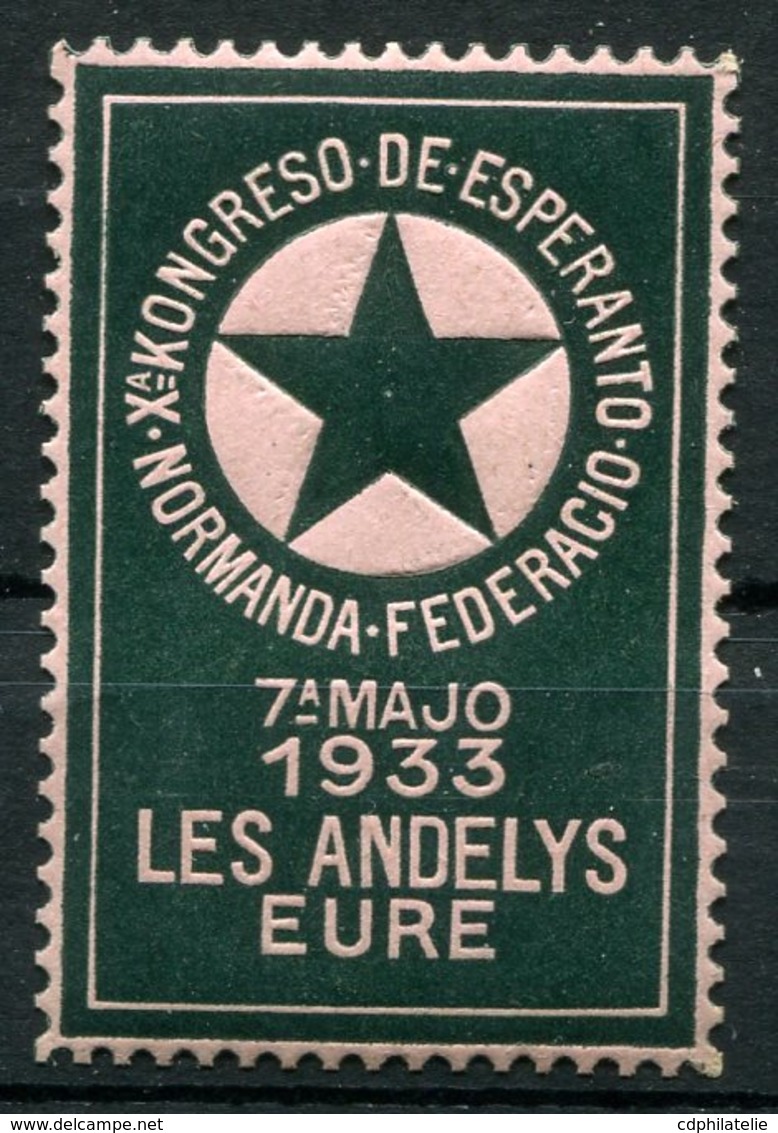 VIGNETTE **  DU Xa KONGRESO DE ESPERANTO NORMANDA FEDERACIO 7a MAJO 1933 LES ANDELYS EURE - Esperanto