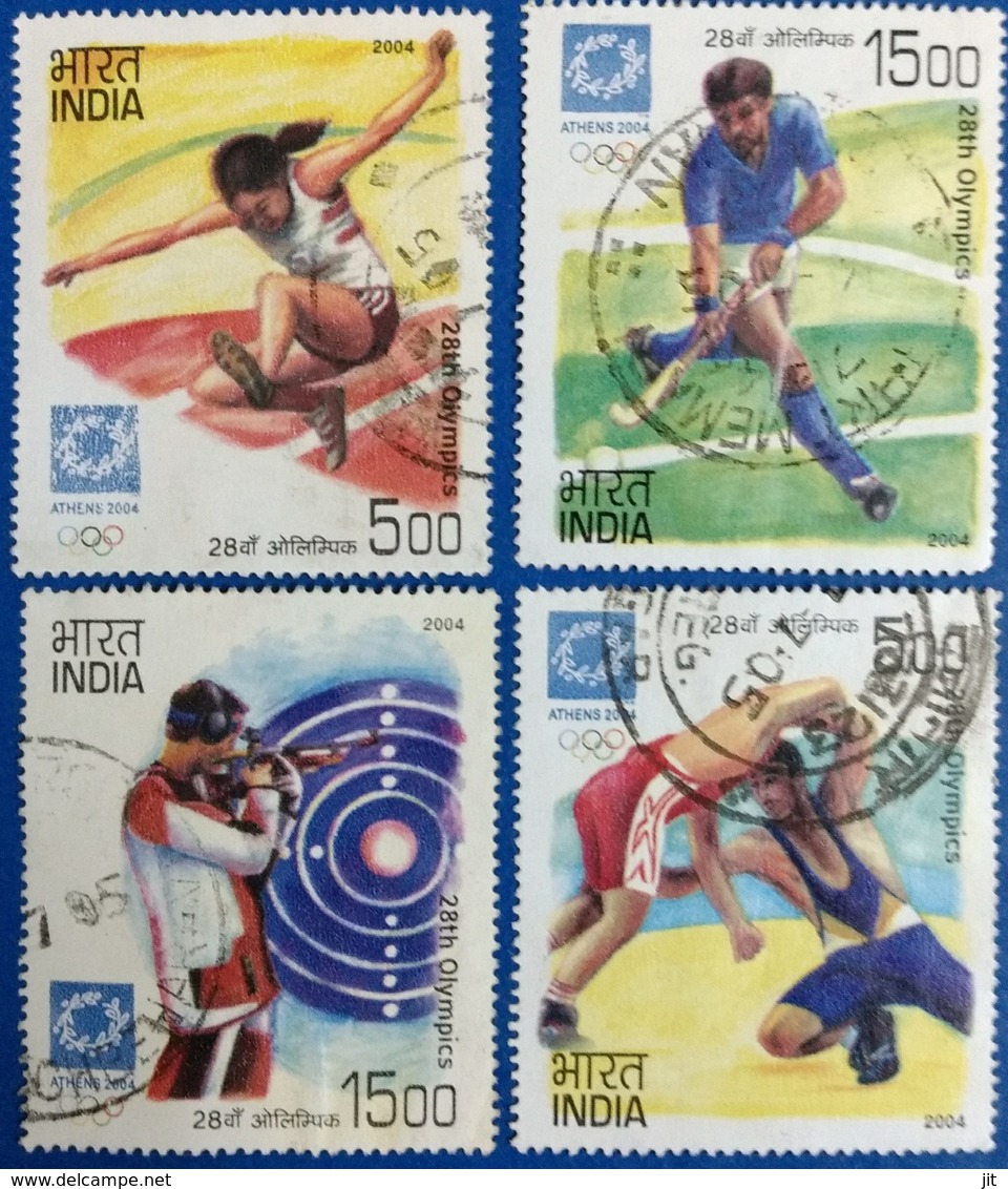 142. INDIA 2004 SET/4 USED STAMP ATHENS OLYMPIC GAMES . - Gebruikt