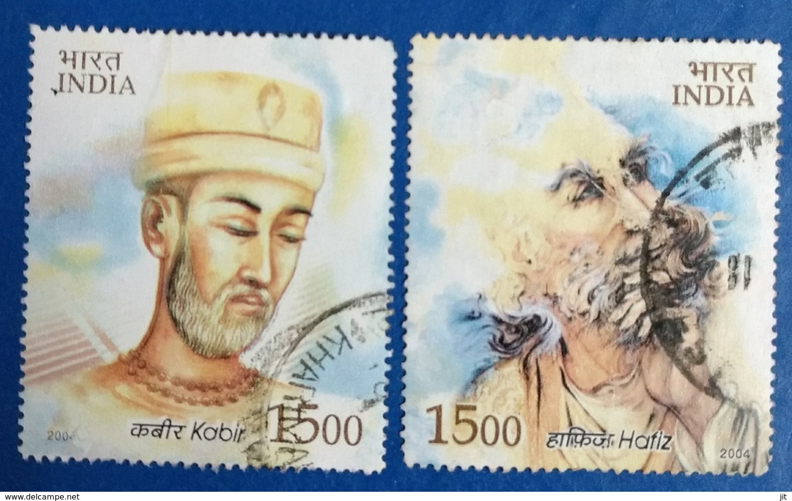 142. INDIA 2004 SET/2 USED STAMP INDIA - IRAN JOINT ISSUE, HAFIZ. KABIR . - Used Stamps