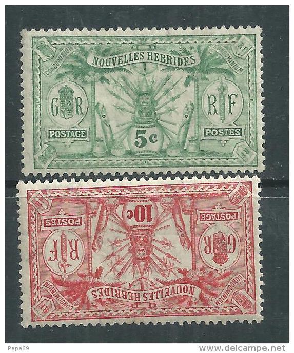 Nouvelles Hébrides N° 27 / 28  XX  Partie De Série : Les 2 Valeurs Légende Française, Sans Charnière, TB - Unused Stamps