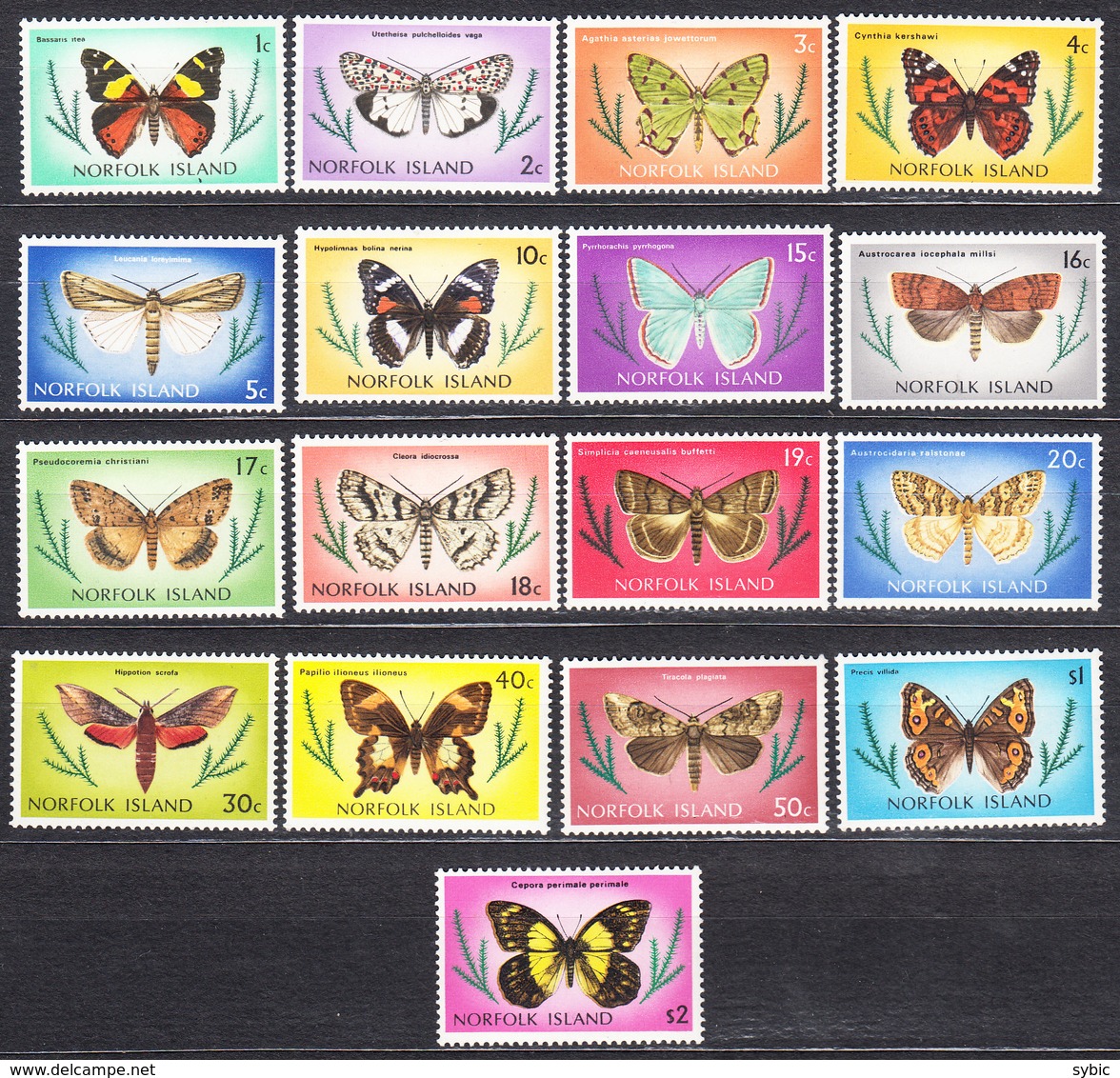 NORFOLK  -  1976 -77  - Papillons  - Yvert 180/196  Neufs ** (L537) - Isla Norfolk