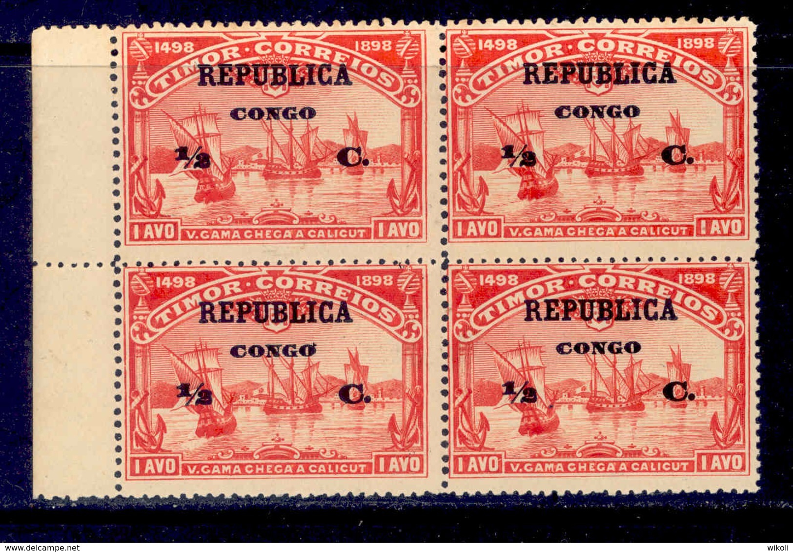 ! ! Congo - 1913 Vasco Gama On Timor 1/2 C (in Blk Of 4) - Af. 92 - MNH - Portuguese Congo