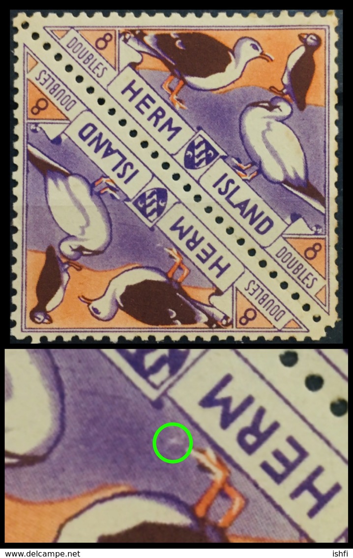 Herm Island (Birda) 8d. Error: A Very  Nice Plate Error Found In The Stamp (Mint) Pair - Autres & Non Classés