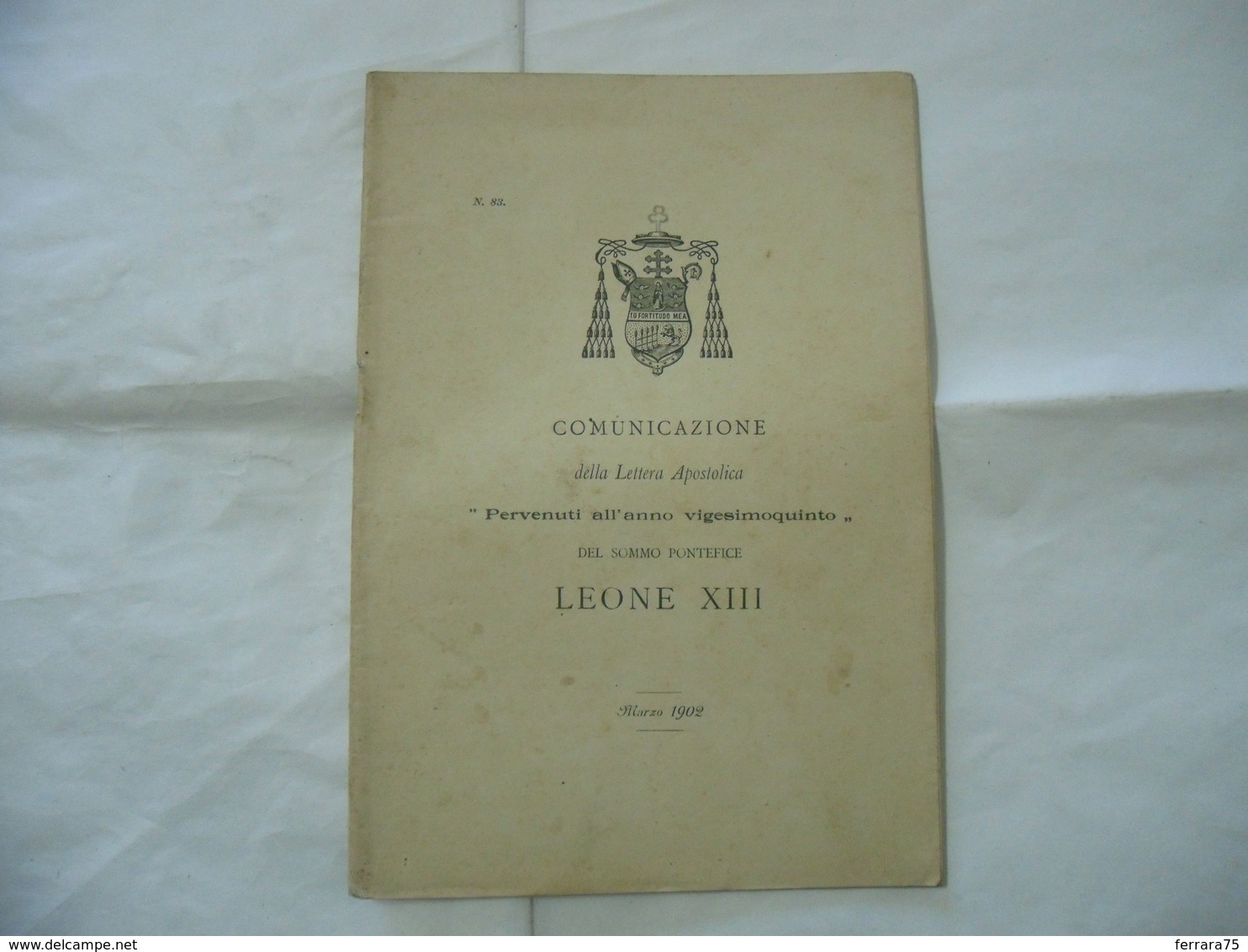 COMUNICAZIONE LETTERA APOSTOLICA DEL SOMMO PONTEFICE LEONE XIII 1902 - Religion