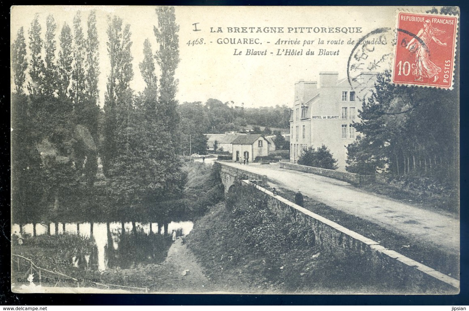 Cpa Du 22 Gouarec , Arrivée Par La Route De Loudéac , Le Blavet , L' Hôtel Du Blavet  AVR20-120 - Gouarec