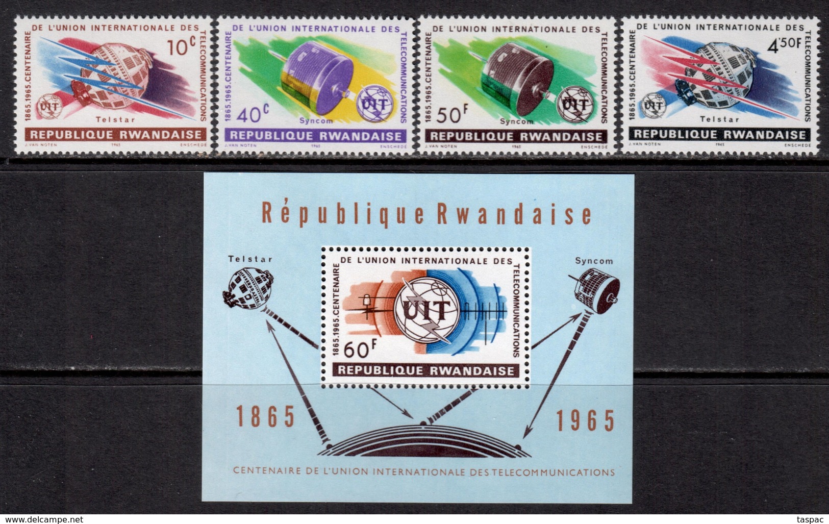 Rwanda 1965 Mi# 114-117, Block 4 A ** MNH - ITU, Cent. / Space - Afrika