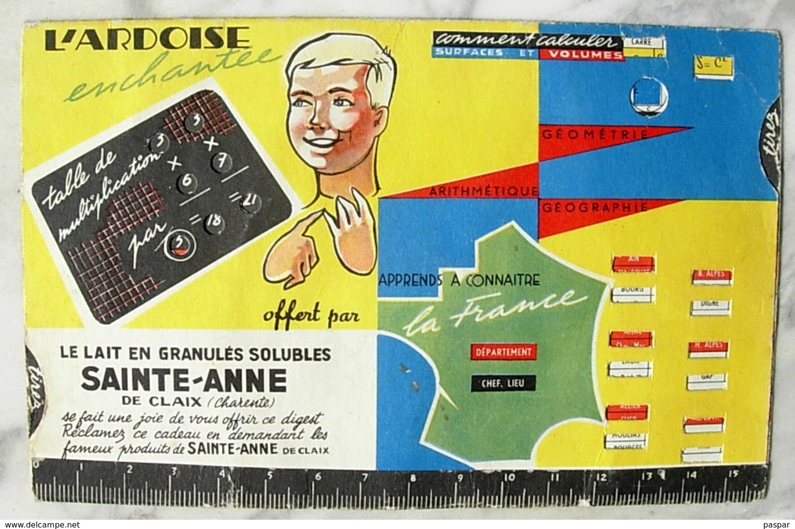 Carte à Système à Glissière Digest De L'écolier L'Ardoise Enchantée Années 1960 Sainte-Anne De Claix Charente - Fiches Didactiques