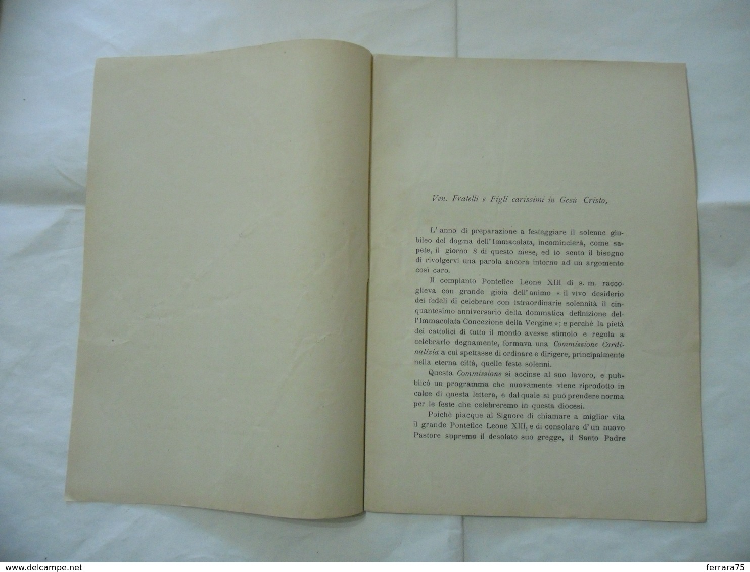 LETTERA CIRCOLARE GIUBILEO DEL DOGMA FESTE DEI SS.MAGI ADUNANZA MILANO 1903. - Religion