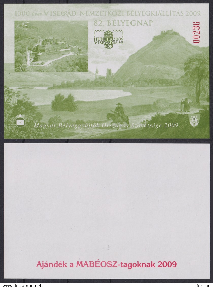 VISEGRÁD Danube Fortress Castle 2009 Stamp Exhibition Day HUNGARY MABÉOSZ Philatelists Commemorative Sheet BLACKPRINT - Hojas Conmemorativas