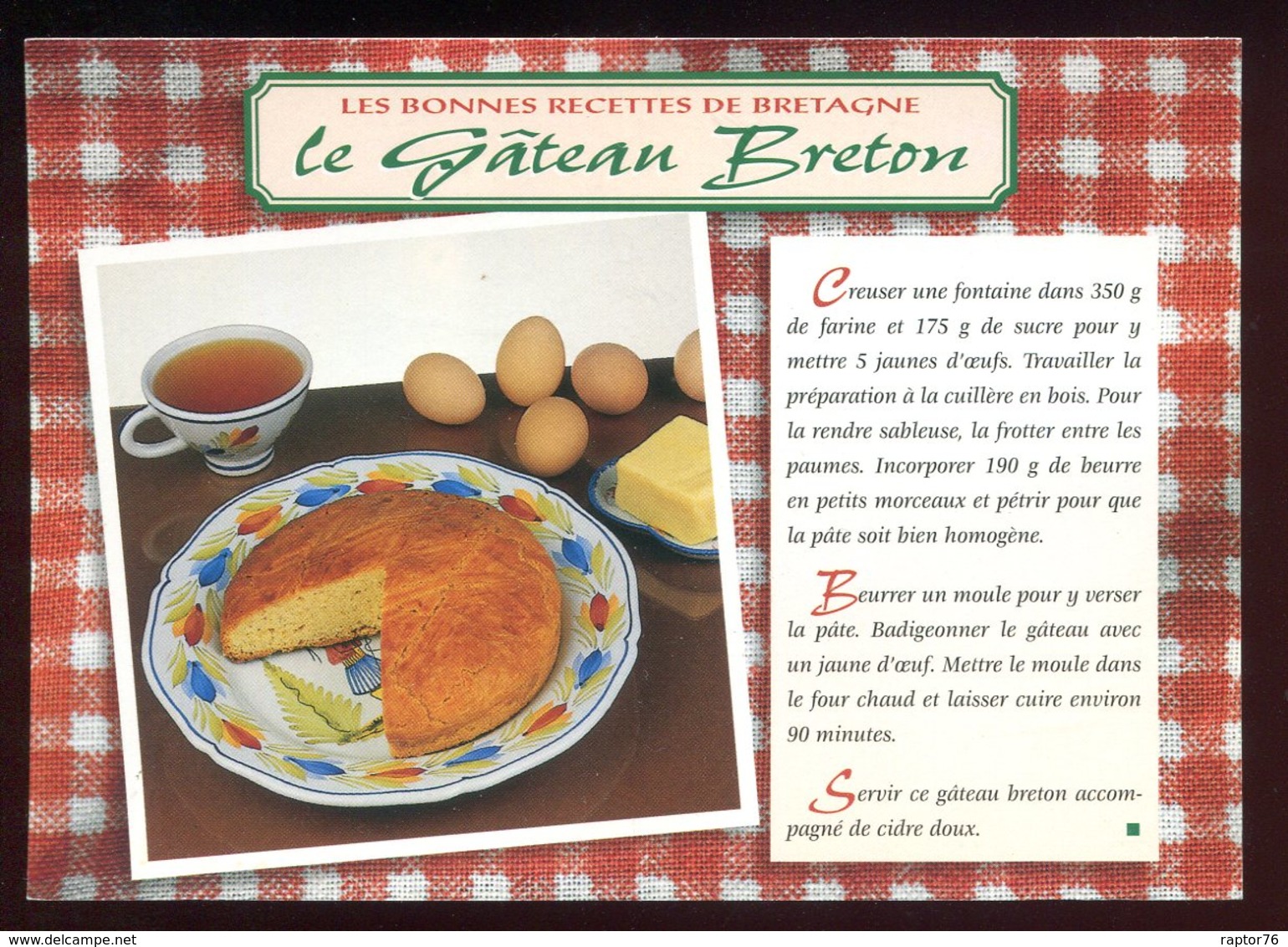 CPM Neuve Recette De Cuisine Le Gâteau Breton - Ricette Di Cucina