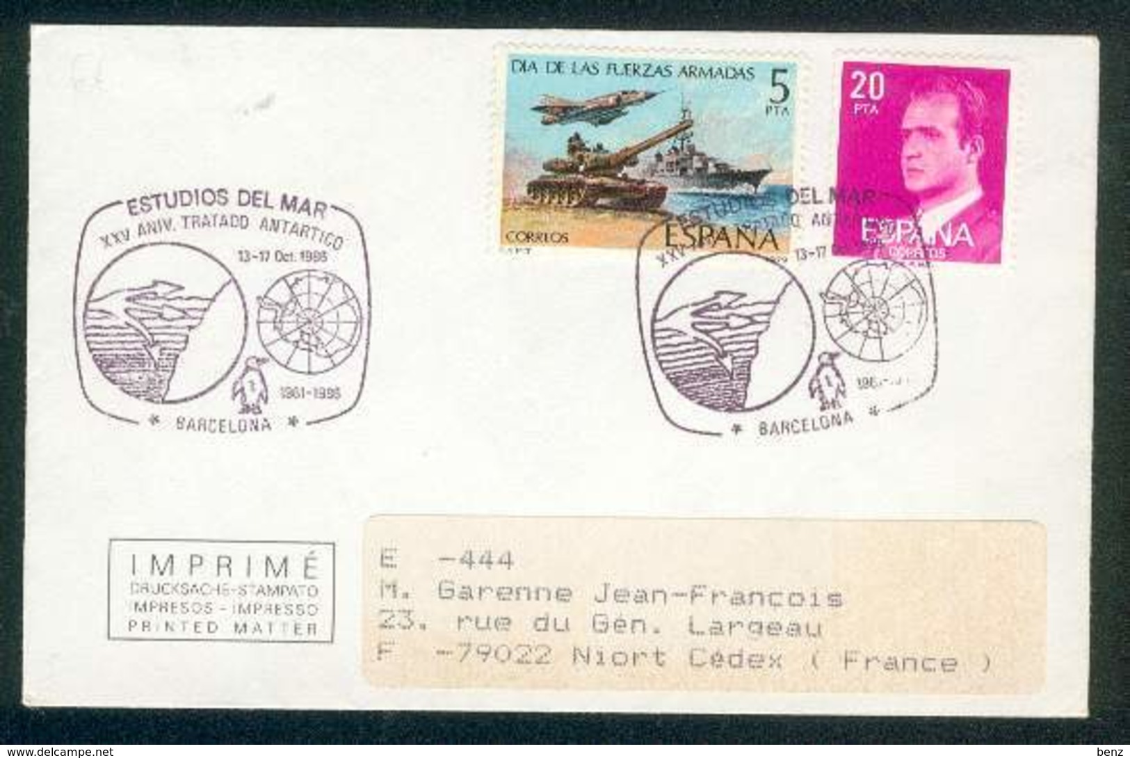 ESPAGNE SPAIN LETTRE TRAITE ANTACTIQUE 1961-86 Barcelone Pour Niort 1986 TB - Trattato Antartico