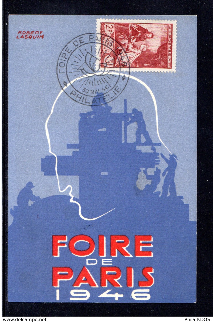 " FOIRE DE PARIS 1946 " Sur Carte Commémorative N° YT 753. Voir état. Voir Les 2 Scans. CM - 1940-1949