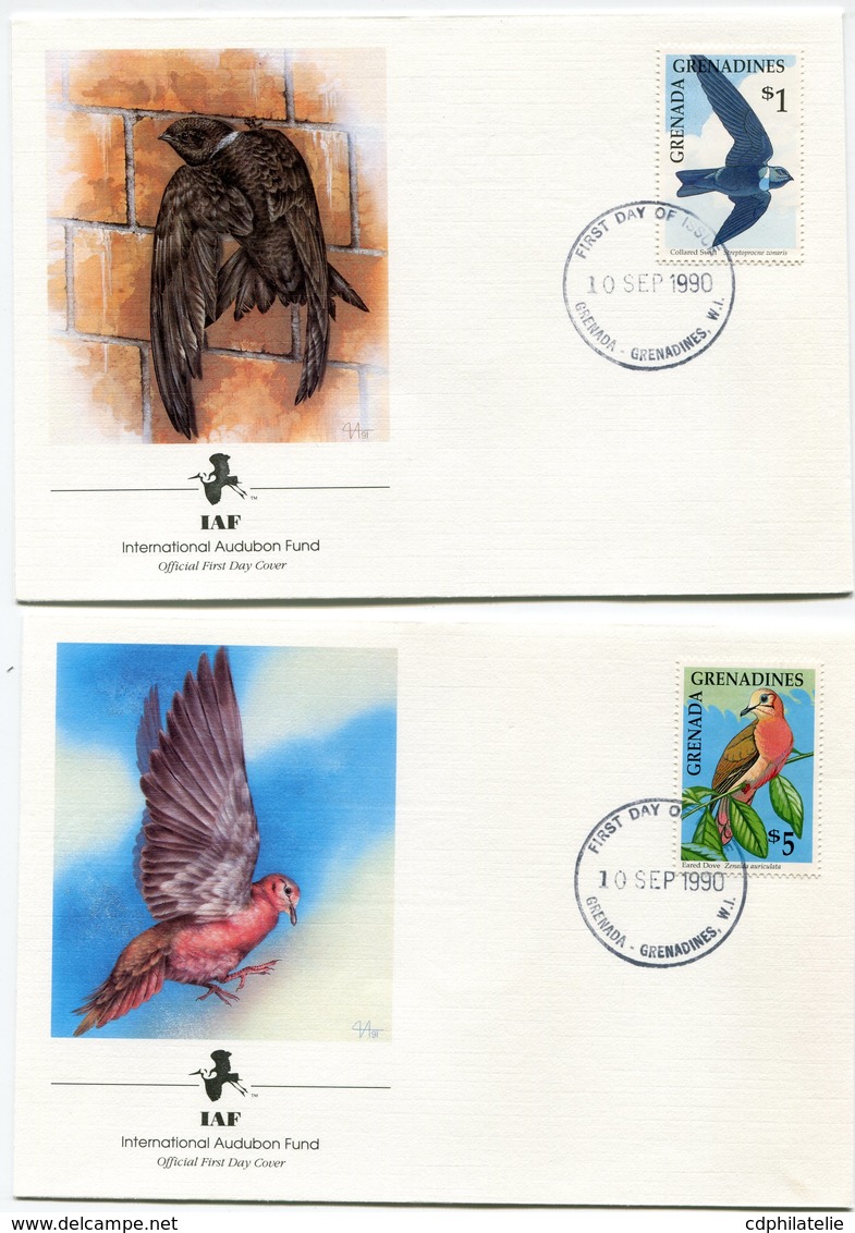 GRENADE / GRENADINES ENVELOPPES 1er JOUR DES N°1132/1135 OISEAUX OBLITERATION GRENADA - GRENADINES 10 SEP 1990 - Grenada (1974-...)