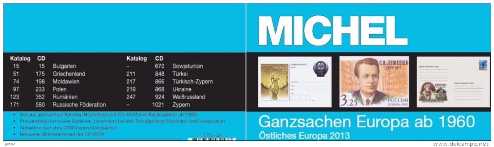 Michel katalog 1960-2013 Ganzsachen Ostliches Europa, 1040 Farbseiten auf DVD-R, 12 europäischen Ländern