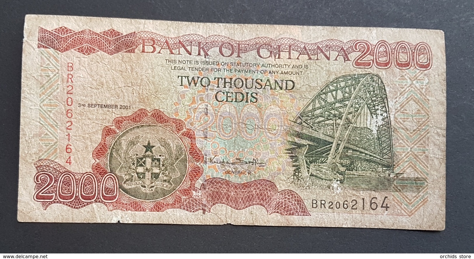 FD0513 - Ghana 2000 Cedisr Banknote 2001 #BR2062164 - Ghana