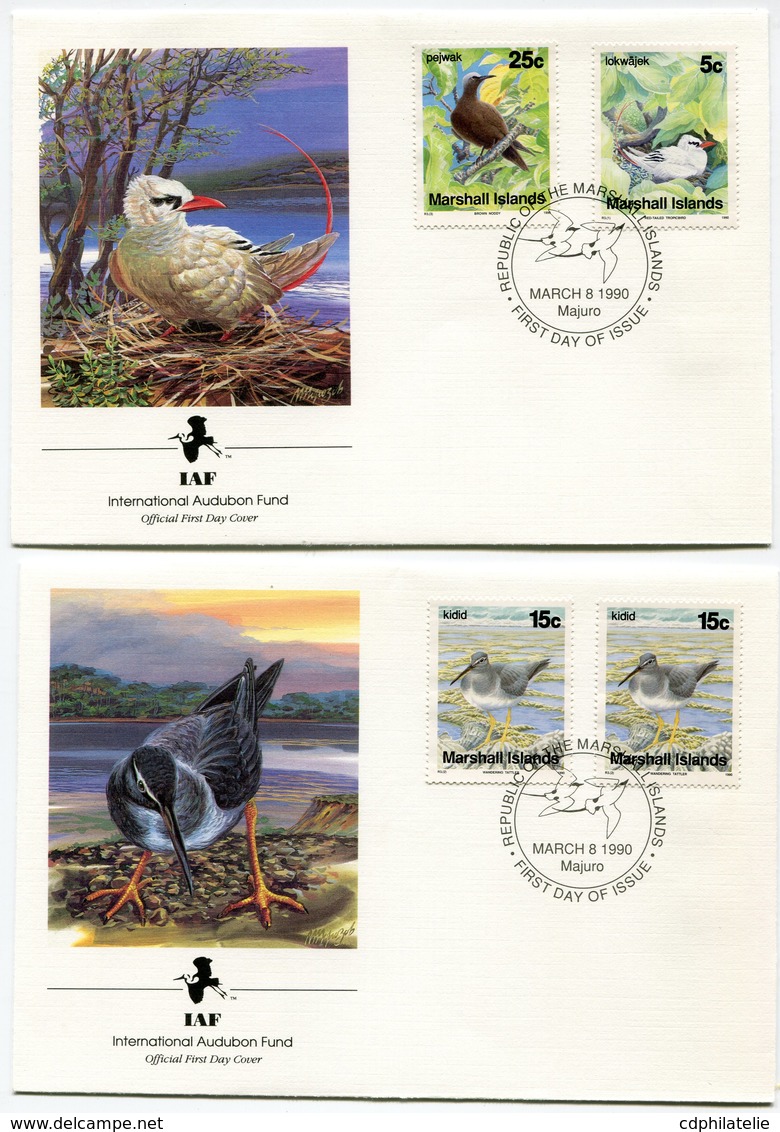 MARSHALL ENVELOPPES 1er JOUR DES N°279/282 OISEAUX OBLITERATION MAJURO MARCH 8 1990 - Islas Marshall