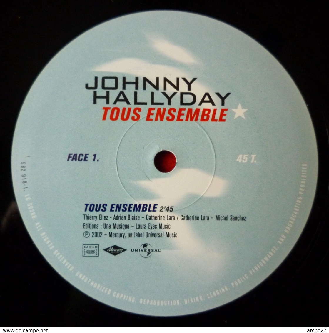 JOHNNY HALLYDAY - MX - 45T - Disque Vinyle - Tous Ensemble (sans Pochette) 582918 - 45 Rpm - Maxi-Single