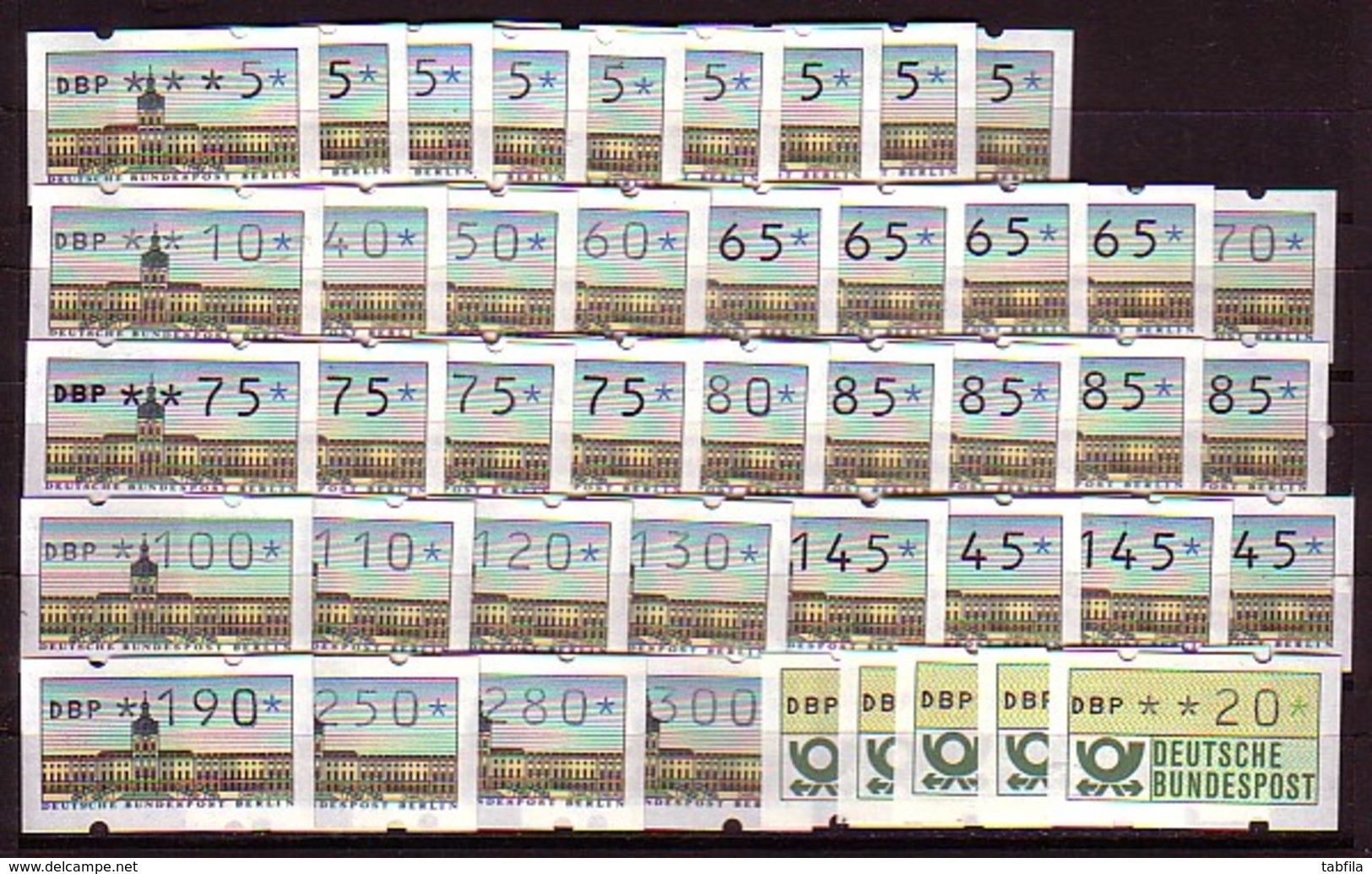 GERMANY - BERLINE - Roller Precancels - 5 - 300Pf - 44 Stamps - Rollenmarken