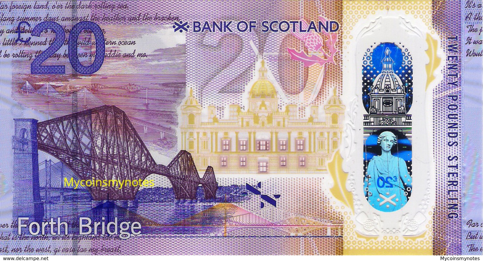 BANK OF SCOTLAND, £20 POUNDS, 2020, P-NEW, POLYMER, NEW DESIGN, UNC - 20 Pounds