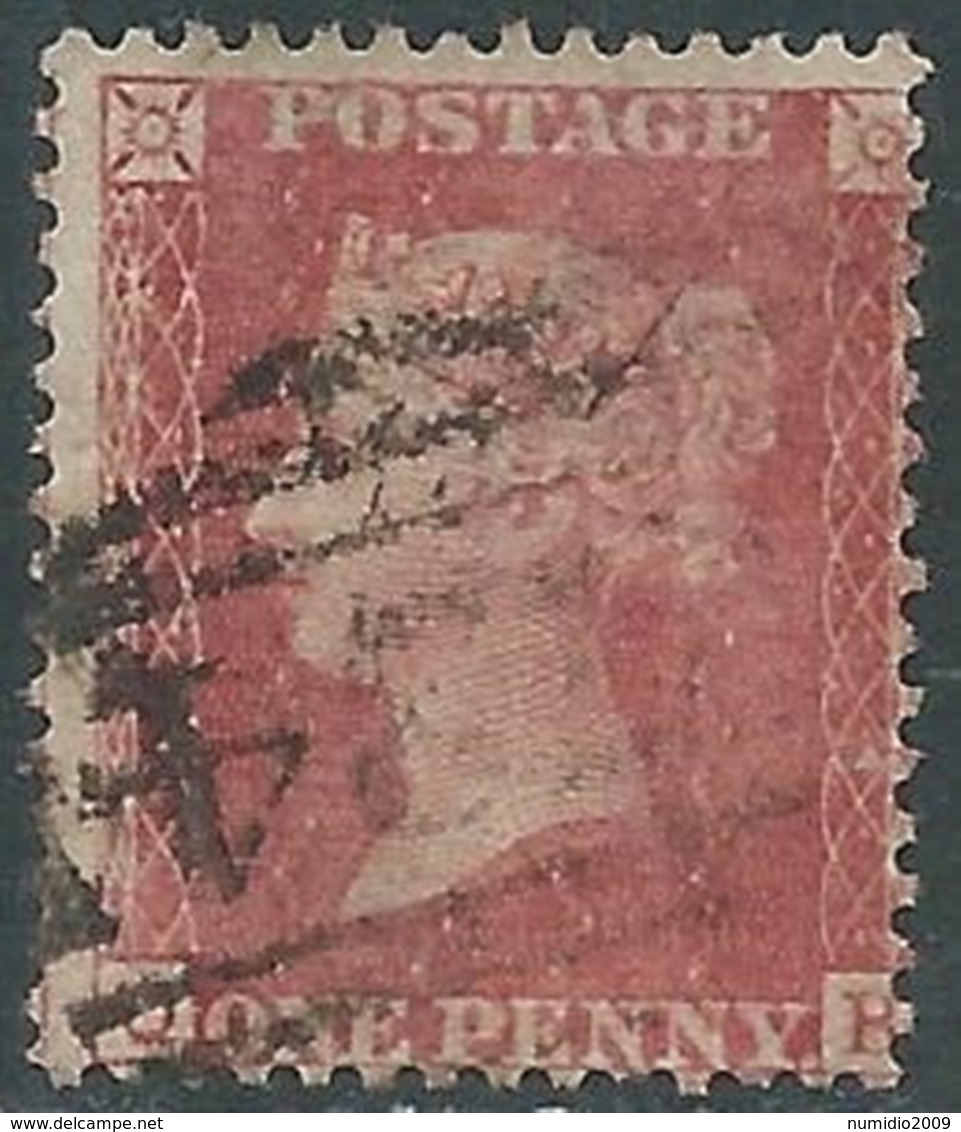 1854-57 GREAT BRITAIN USED PENNY RED BROWN 1d SG 29 P14 (QB) - RC56-2 - Oblitérés