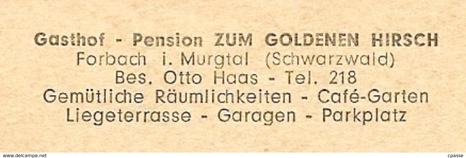 CPM Gasthof - Pension ZUM GOLDENEN HIRSCH - FORBACH I. MURGTAL Bade-Wurtemberg  Bes. Otto HAAS - Forbach