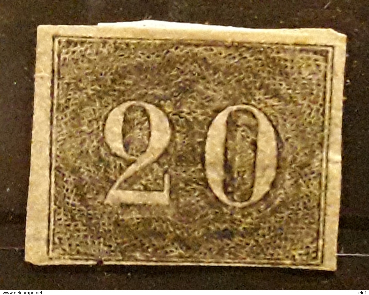 BRASIL BRAZIL BRESIL 1850 ,Petits Chiffres Yvert No 12 A, 20 R Noir Non Dentele Imperforate Neuf * MH  TB Cote 90 Euros - Unused Stamps