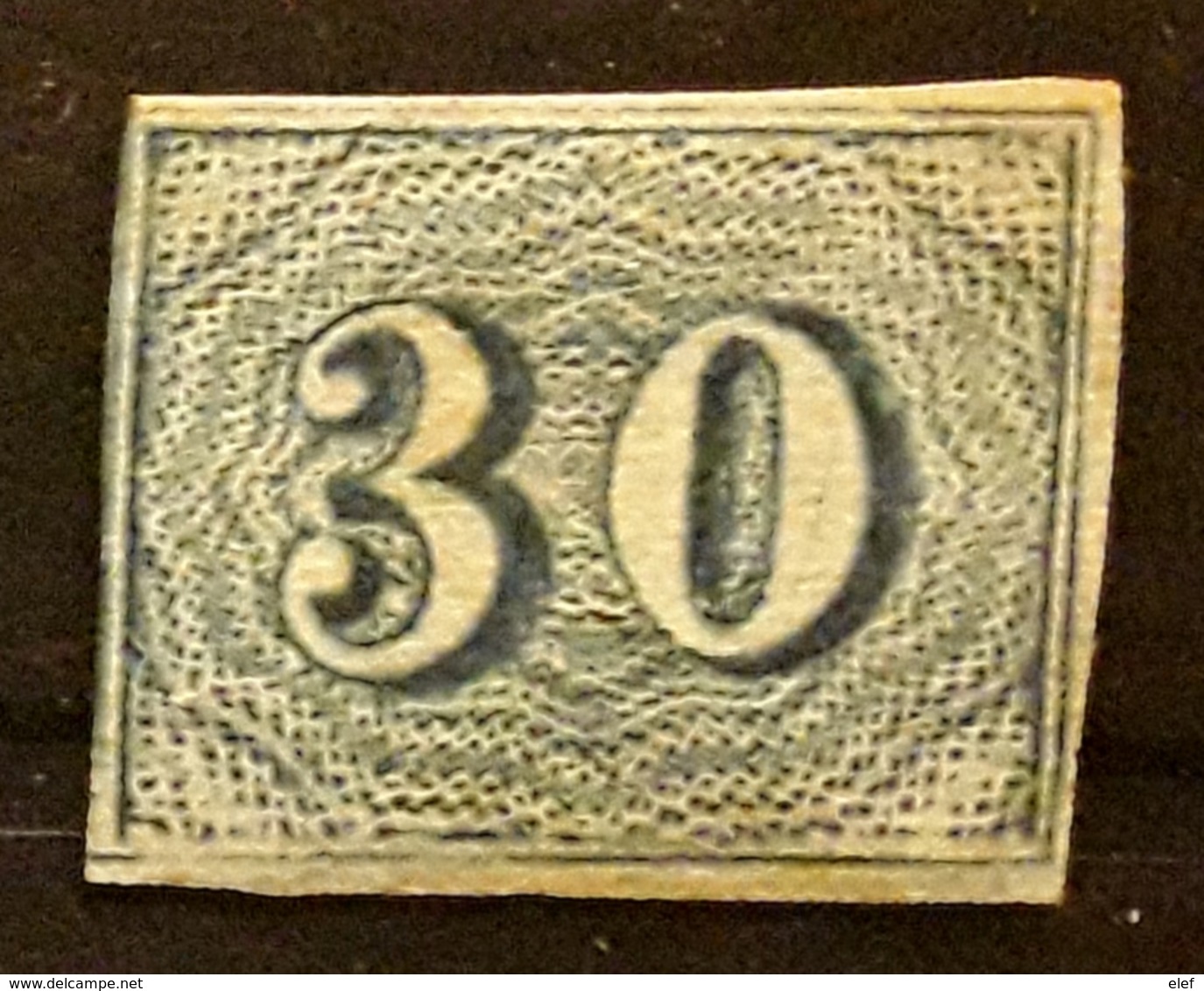 BRASIL BRAZIL BRESIL 1854 ,Petits Chiffres Yvert No 20 A, 30 R Bleu Non Dentele Imperforate Neuf  (*)  TB Cote 40 Euros - Unused Stamps