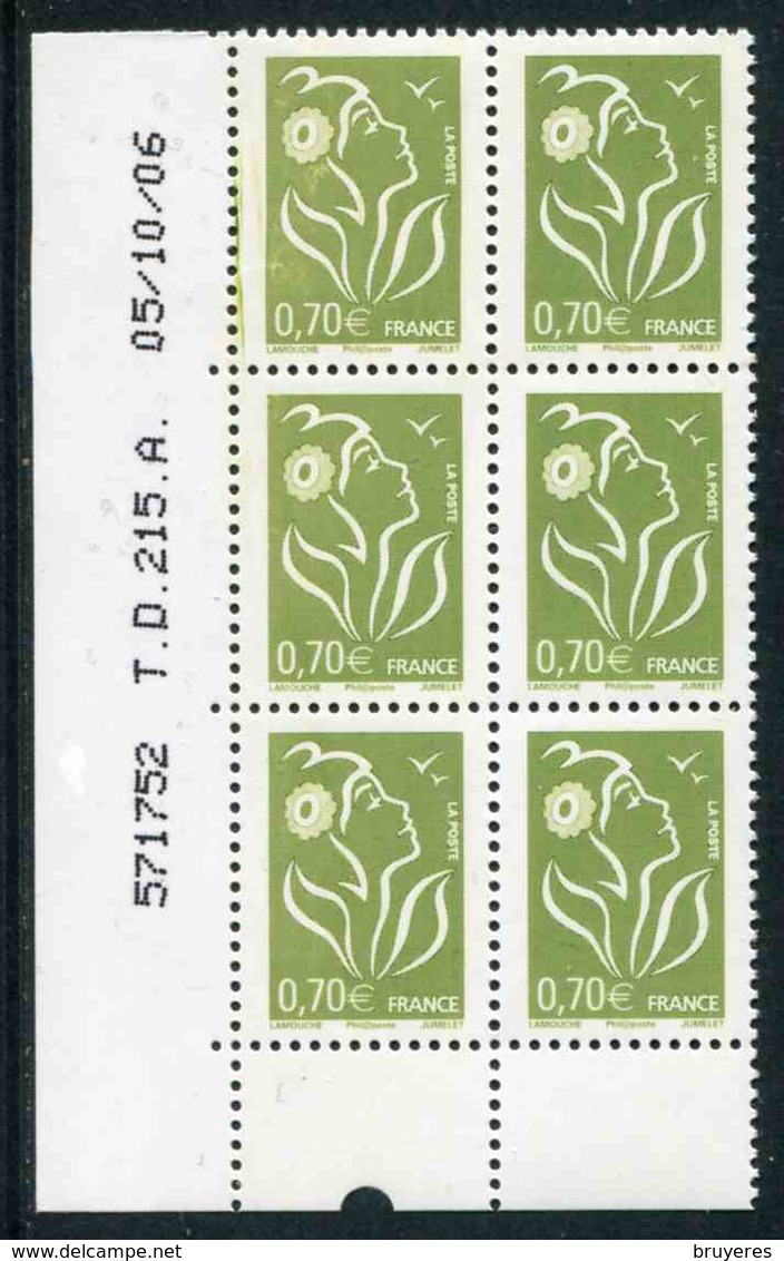 Bloc De 6 Timbres** Gommés De 2006 "3,70 € - Type Marianne De Lamouche - Phil@poste" Avec Date T.D. 215. A  05/10/06 - 2000-2009