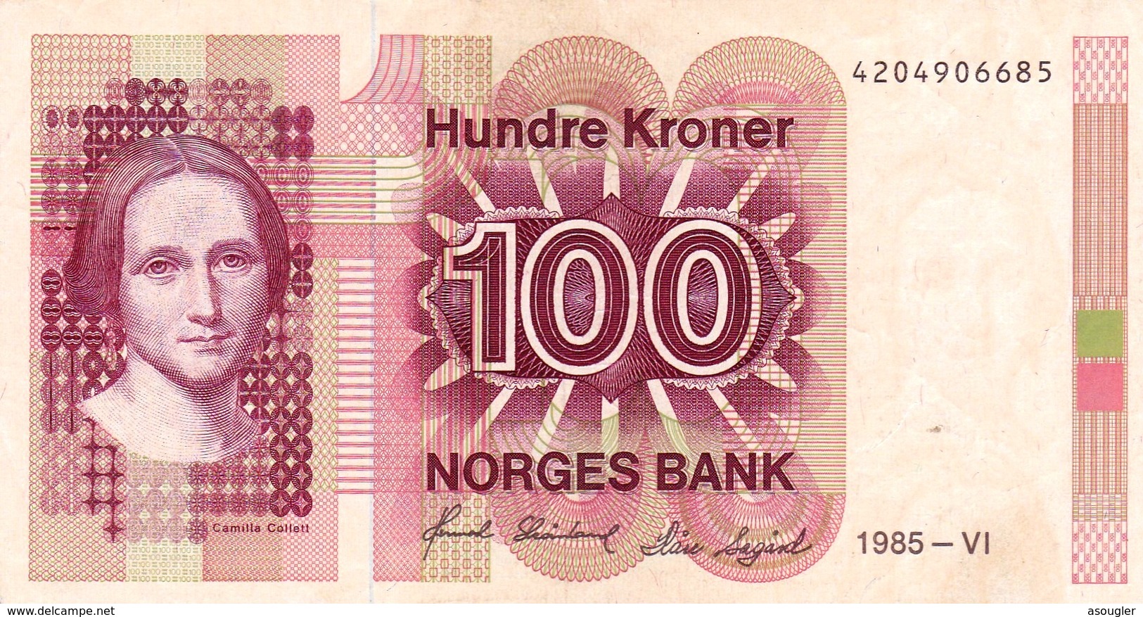 NORWAY 100 KRONER 1985 P-43c VF "free Shipping Via Registered Air Mail" - Norwegen